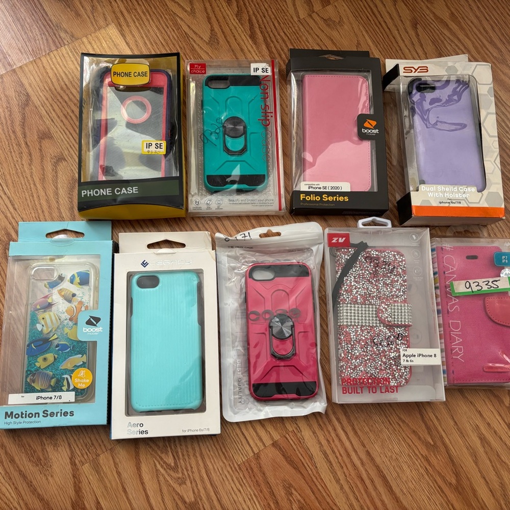 9 IPhone 6s/7/8/SE phone cases, all new